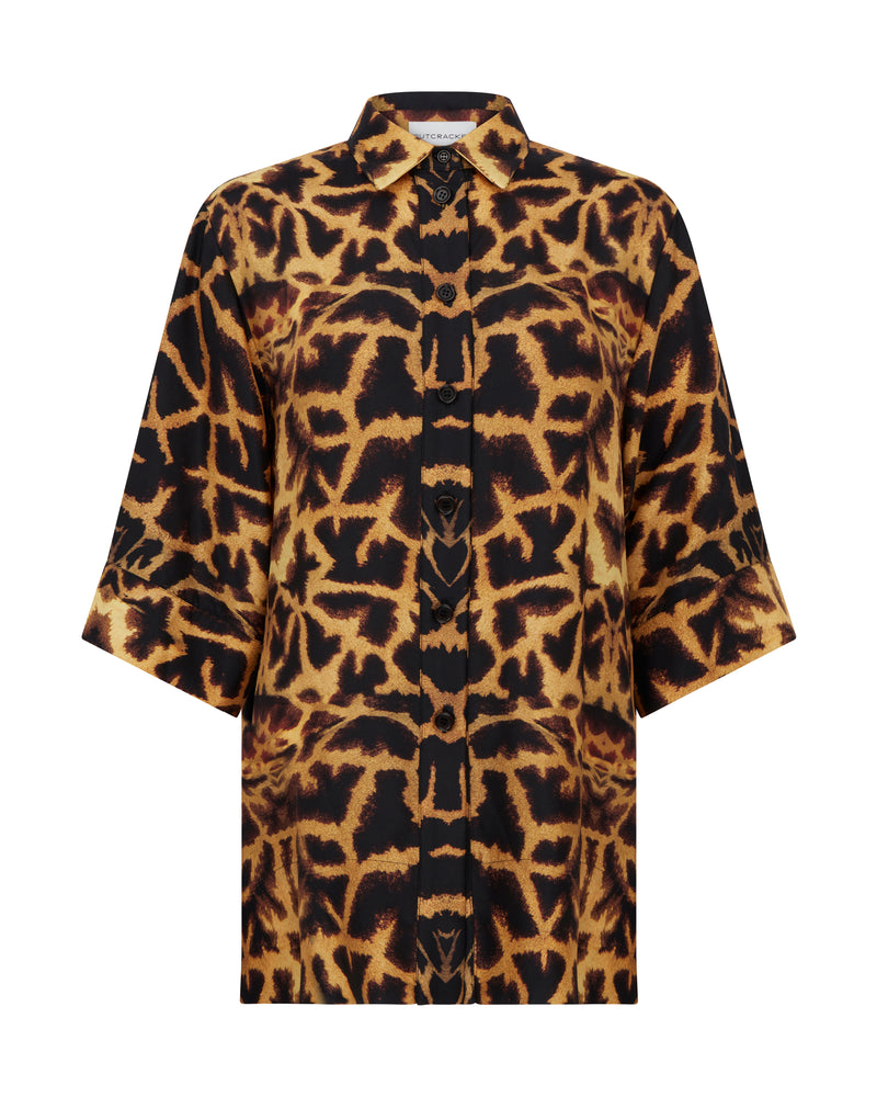 Giraffe Print Silk Pyjama Shirt