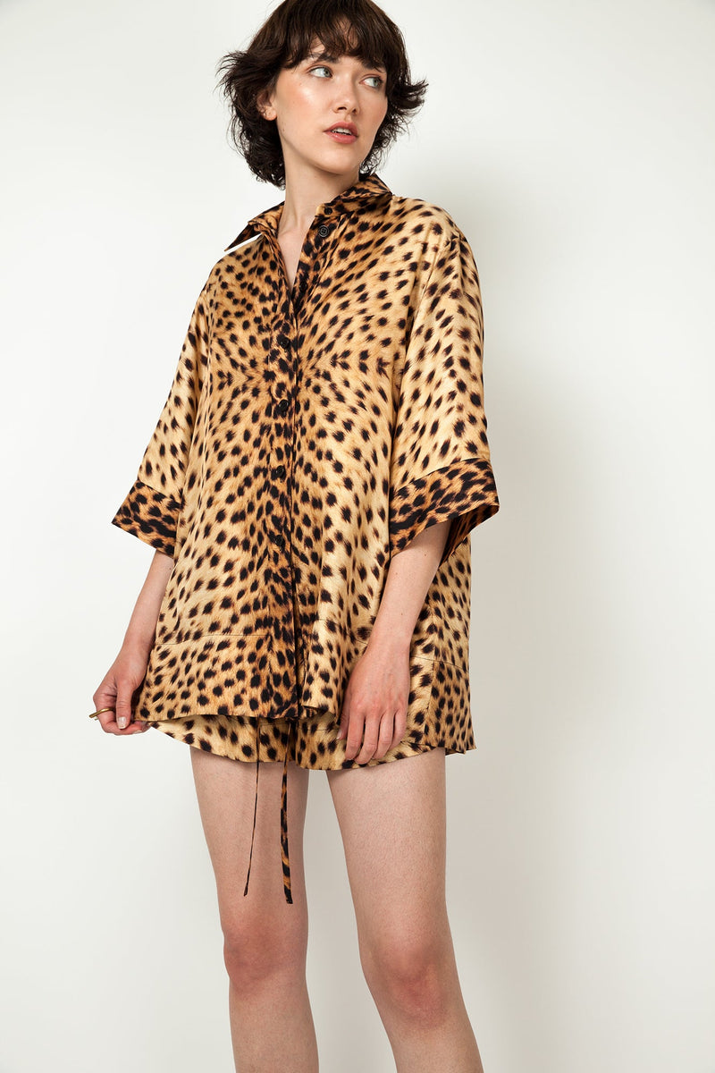 Cheetah Silk Pyjama Shirt