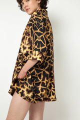 Giraffe Print Silk Pyjama Shirt